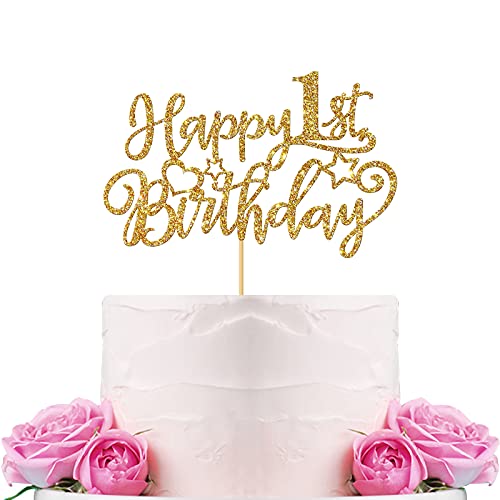 Webenison Happy 1St Birthday Cake Topper Baby First Birthday Cake Supplies Boy Or Girl One Year Old Birthday Party Decorations Gold Glitter #TOP3