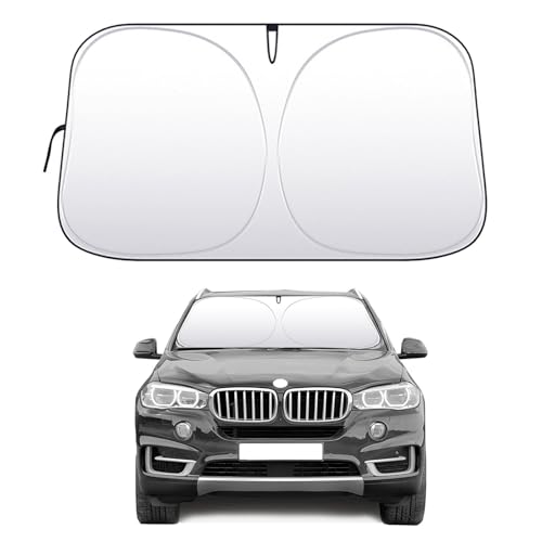 Sonnenschutz Auto Frontscheibe, Faltbare Frontscheibenabdeckung für Windschutzscheibe, 145×80 cm, UV-Schutz für Sommer, für Die Meisten Fahrzeuge und SUV-Fahrzeugen, Einfaches Lagern