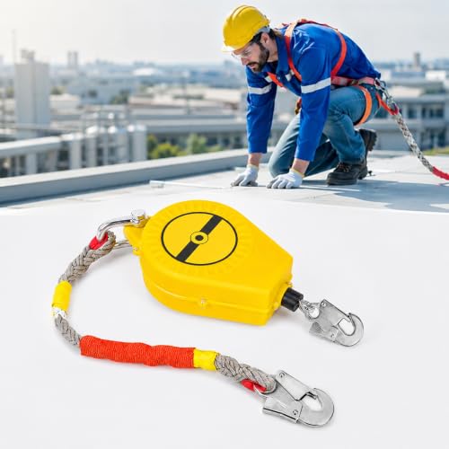 WDKXCN Dispositivo Anticaduta Retrattile 10m, 150 Kg Dispositivo Protezione con Moschettone Autobloccante, Anticaduta Retrattile per Tetti e Lavori Aerei, Dispositivo di Sicurezza per Arrampicata