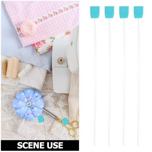 Enhebradores de agujas de coser y bordar largos con mango plástico verde, 20 uds 4