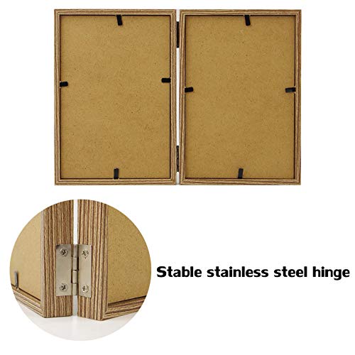 4X6 Picture Frames Double Hinged Mdf Wood Grain With Glass Front Stand Vertical On Tabletop #TOP3