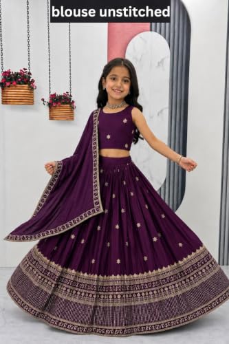 Image of Kids Lehenga Choli with Elephant Embroidery