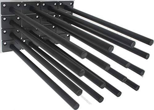 16 Pcs 11" Black Solid Steel Floating Shelf Bracket Blind Shelf Supports - Hidden Brackets for Floating Wood Shelves - Concealed Blind Shelf Support – Screws and Wall Plugs Included