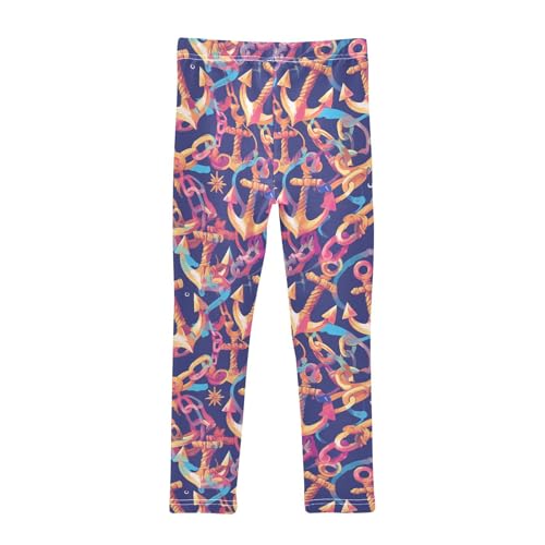 KLL Ocean Themed Simple Anchors Toddler Baby Girl Athletic Leggings Stretchy High Waisted Pants Gym2
