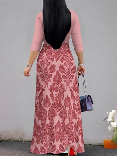 Image of PinkPatty Women's Long Sleeve Maxi Dress Plus Size Trendy Wedding Guest Wrap Dress with Pockets&Belt