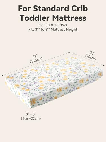 Image of TILLYOU Baby Crib Sheets for Boys Girls, Super Soft Toddler Bed Sheets, 2 Pack Sheets for Standard Crib Mattress 28x52in, Flower Whispers