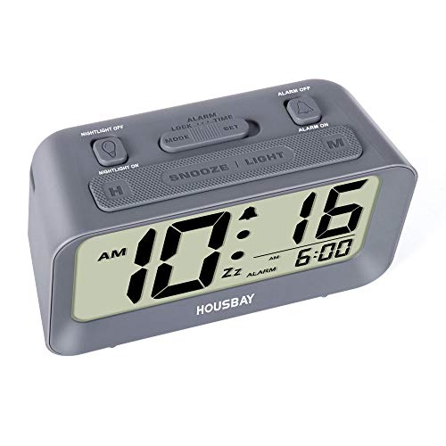 Battery Alarm Clocks for Bedrooms - Large Numbers Simple Setup Good View Angles Two Backlight Choices 12/24 Hour Cool Gray - Thumbnail 2