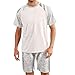 Sinzelimin Men's Pajama Set Fashion Short Sleeves Crewneck T-Shirts Tops and Pj's Shorts 2 Piece Soft Comfy Casual Tracksuit Style002 Gray 4X-Large