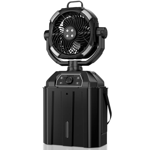 Kfonla Ventilador Nebulizador Portátil - Cubo de 6L, de Camping de 20.000mAh, Batería con Luces LED y Mando a Distancia, de Exterior, Uso en Viajesde Camping y Oficinas