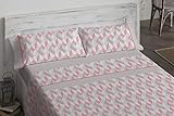 Contiene 1 sábana encimera, 1 funda de almohada y 1 sábana bajera ajustable