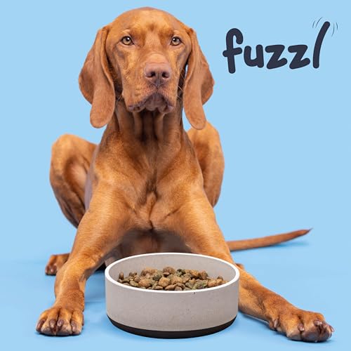 Fuzzl Titan Futternapf aus Bambus und Gummi, 22 cm, mit Ultra-Grip-Boden, grau, umweltfreundlich, antibakteriell, langlebig, ungiftig, Hundenapf, Wassernapf für mittelgroße und große Hunde