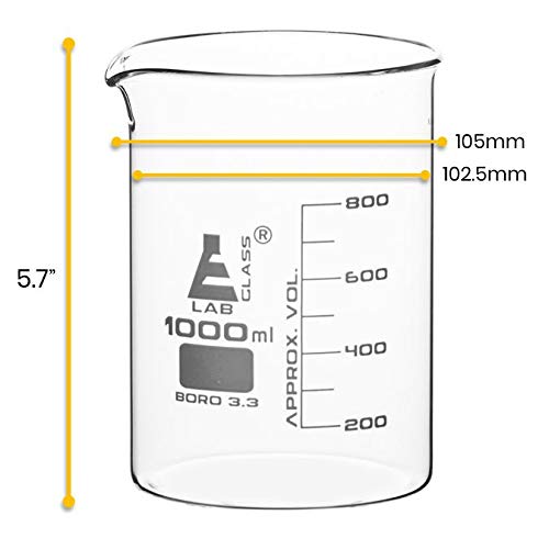 Miniatura 3 de eisco Labs Beaker1000ml vidrio de borosilicato 100ml graduación Low formaPack de 6