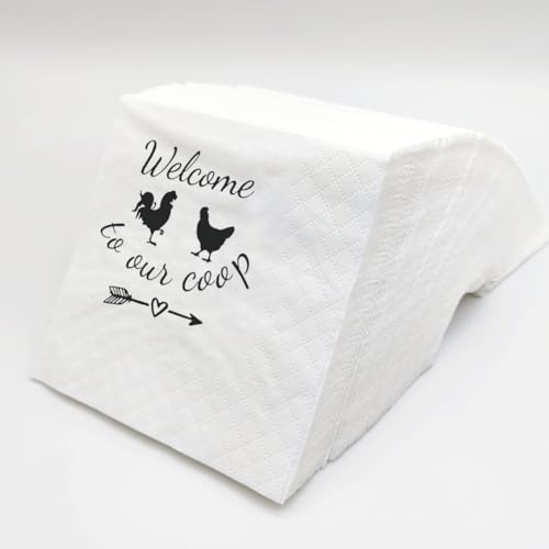 SharkBliss-Funny-Chicken-Quotes-Cocktail-Napkins-100-Pack-Welcome-To-Our-Coop-Saying-Disposable-Beverage-Bar-Paper-Cocktail-Napkins-For-Party-Table-Decor-2-Ply-5×5-Welcome-To-Our-Coop SharkBliss Funny Chicken Quotes Cocktail Napkins 100 Pack Welcome To Our Coop Saying Disposable Beverage Bar Paper Cocktail Napkins For Party Table Decor 2 Ply 5×5 Welcome To Our Coop