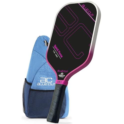 Blue Cut Pickleball Paddle – USAPA Approved Pickleball Paddles Racket with T700 Carbon Fiber, 16mm Honeycomb Core, Spin Surface, Pro Power Speed & Control – Includes Carry Bag - image 1