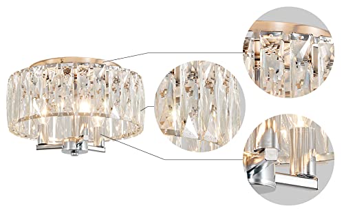 AGV LIGHTING CL002C K9 Crystal Flush Mount Ceiling Light Fixture, Perfect for Living Room, Bedroom, Dining Room, Chrome Finish by AGV LIGHTING - Used condition - Image 3