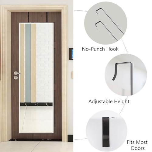 INCREWAY Over-The-Door Mirror Hanger Set, Height Adjustable, Black - Image 3