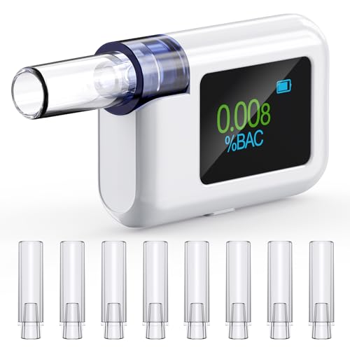 Personal Breathalyzer-High Accuracy Digital Display Breathalyzers for Alcohol with Tri-Color BAC Range Alarm,Type-C Rechargeable Portable Alcohol Breathalyzer Tester for Home&Party Use |8 Mouthpieces