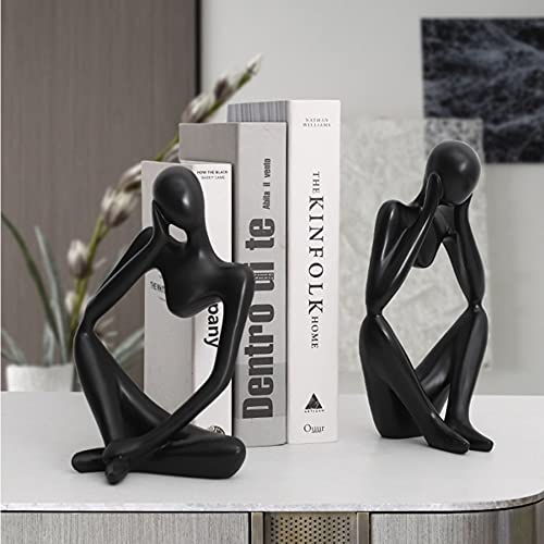 Estatua decorativa de resina estilo pensador negro grande miniatura 3