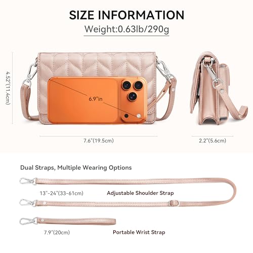 Image of nuoku Women Small Crossbody Bag Cellphone Purse Wallet with RFID Card Slots 2 Straps Wristlet