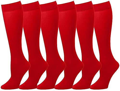 Image of Falari 6-Pack Women Trouser Socks with Comfort Band Stretchy Spandex Opaque Knee High