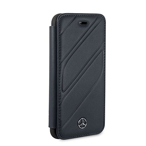 Cg Mobile Mercedes-Benz Phone Case For Iphone Se, 8 & 7 In Navy Organic Collection, Real Leather Protective & Durable Wallet Case With Accessible Ports, Shock Absorption & Signature Logo #TOP1
