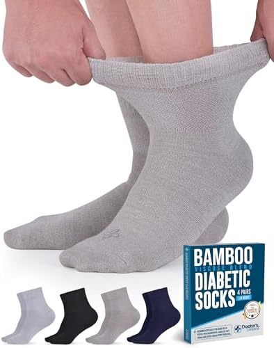 Bamboo Diabetic Socks Women & Men - 4 Pairs Ankle Length Womens Diabetic Socks | Bamboo Socks Womens | Neuropathy Socks