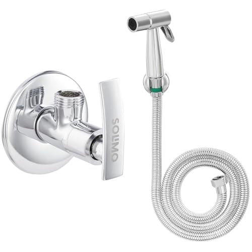 Image of Amazon Brand - Solimo Hydroflow Angle Cock /Valve for Bathroom /Kitchen with Wall Flange, Durable, Ele