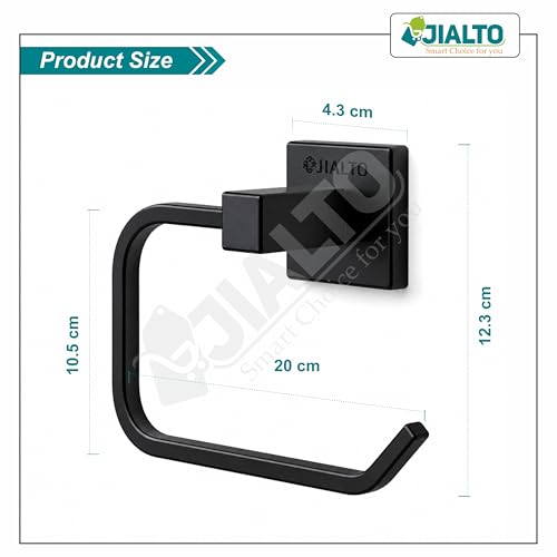 Image of JIALTO Premium Matte Black Finish Towel Ring - Wall Mounted, Rust-Free, Stainless Steel Towel Holder for Bathroom & Kitchen (Matte Black, Pack of 1)