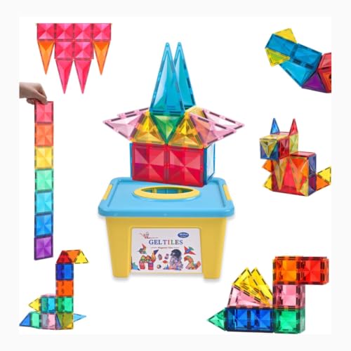 GELTILES - 50 pcs Set of Magnetic Building Tiles, Magna Construct...
