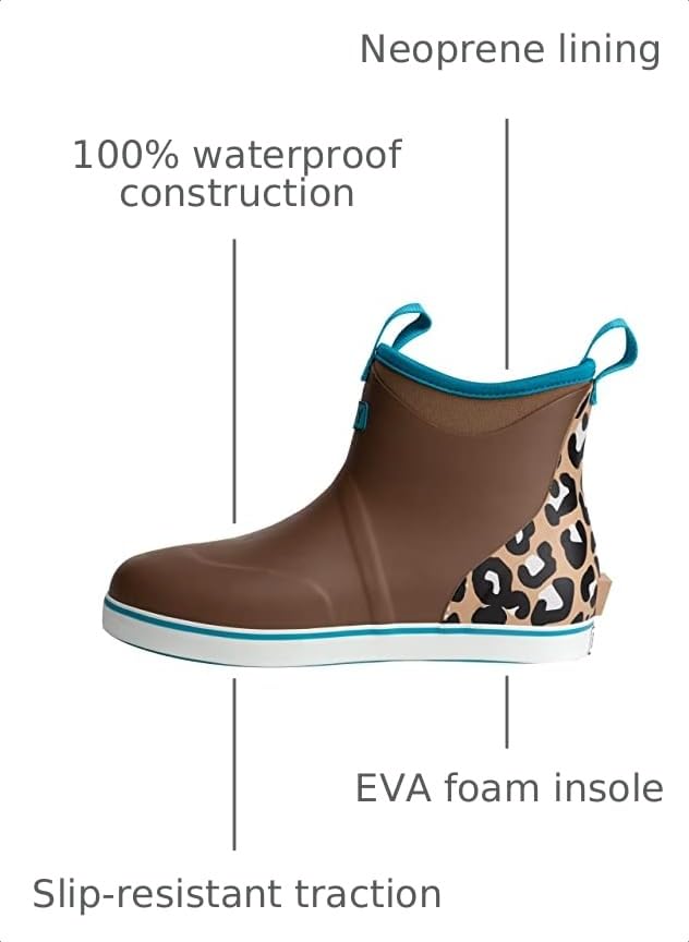 Image of Buoy Boots Women's Waterproof Ankle Rain Boots, Rubber Deck & Fishing Boots | Neoprene Lining, EVA Foam Insole, Slip-Resistant Non-Marking Outsole for Comfortable Traction on Boats, Farms & Wet Ground