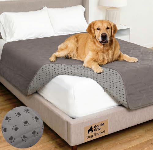 GORILLA GRIP® Waterproof Dog Blanket, 82x68, Leakproof Couch Cover for Dogs, Silicone Grip Backing, Protects Sofa, Sectional, Bed, Crate, Car & RV, Tear-Resistant Washable Senior Pet Blanket, Charcoal