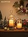 NUPTIO Glass Lanterns Decorative Outdoor: Gold Hurricane Candle Holders for Pillar Candles - Set of 2 Hanging Lantern for Home Thanksgiving Christmas Party Centerpiece