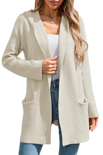 Image of Cakulo Womens Long Hooded Cardigan Sweaters Oversized Fall Cardigans 2025 Open Front Knit Sweater Coats Pockets