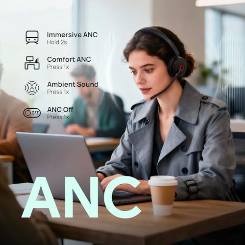 Image of Yealink BH74 UC Bluetooth Headset with Mic for Work, AI Hybrid ANC, USB C /A | 6 AI Active Noise Cancelling Mic for Clear Call, Flip to Mute, 32H Talk Time,160ft Wireless Range for Open Office Hybrid Work