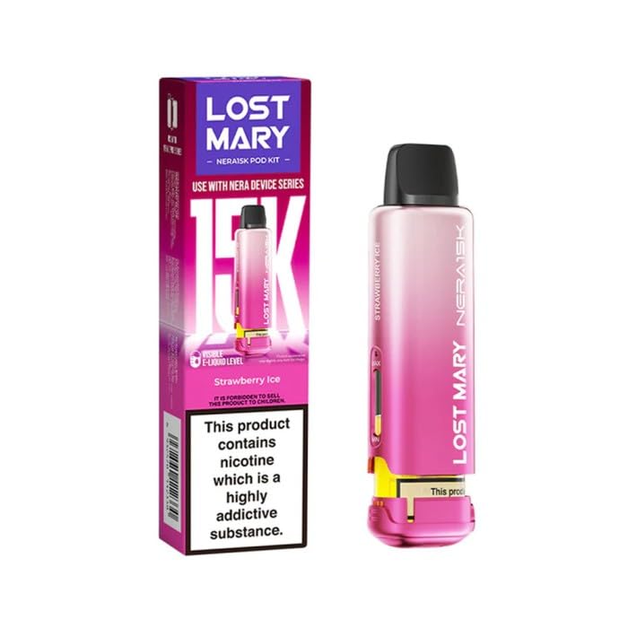 Lost-Mary 15k Refill Pack Rechargeable Pod System Device Kit - Compact Portable Electronic Device with Refillable Cartridge USB-C Rechargeable Battery Lightweight Design (Strawberry ice)