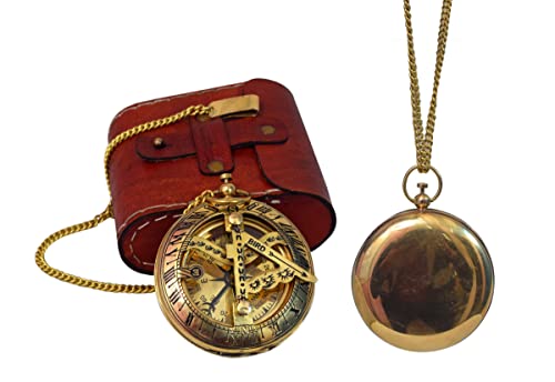 Brújula de latón vintage accesorio steampunk coleccionable con cadena 3