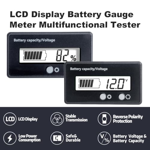 Image of 12V-84V Golf Cart Battery Meter Capacity Voltage Indicator Gauge with Alarm Front Setting Switch Key for Lithium Ion & Acid Battery White for Golf CART Yamaha Club CAR EZGO