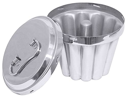 Contacto Puddingform Edelstahl 18/10 mit Innenrohr Ø 16 cm 1200 ml mit Deckel, poliert, Gastro-Qualität, Backform für Wasserbad & Desserts