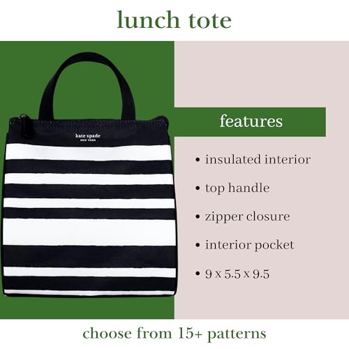 Image of kate spade new york Lunch Tote Bag for Women - Insulated Lunch Bags for Work - Sarah Stripe