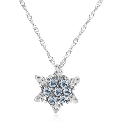 Iumer Snowflake Necklace Women Pendant Inlaid Rhinestone Clavicle Chain (Light Blue, 1pc)