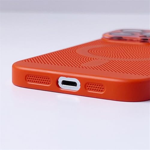Capa protetora de lente para iPhone 16, 15, 14, 13, 12, 11 Pro Max Plus, capa magnética de malha com dissipação de calor e carregamento sem fio, vermelho ameixa, para iPhone 16Pro Max