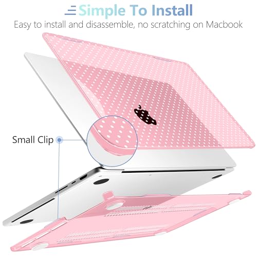 Image of MEEgoodo Case for MacBook Pro 16 inch 2026 2024 2023 2021,Laptop Shell Compatible with M5 M4 M3 M2 M1 Pro /Max Chip, Fit Model A3429 /A3428 /A3403 /A3186 /A2991 /A2780 /A2485, Cherry Blossom Pink&Polka Dots