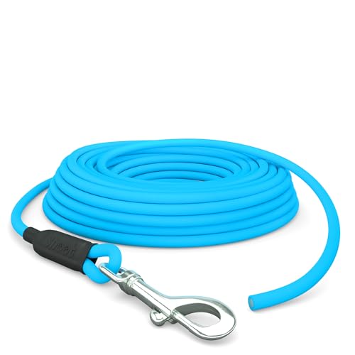 10m Schleppleine Hunde, Wasserfeste Hundeleine Rundleine ohne Schlaufe, Sichere Freilauf-Trainingsleine Cyan-Blau, bis 35kg