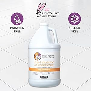 Ginger lily farms dog  pet formula 2 in 1 shampoo  conditioner 100 vegan  cruelty free coco mango 1 gallon refill 128 fl oz   cucciolini doodles