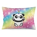 nibaba 1 federa per cuscino decorativa con simpatico panda unicorno in arcobaleno galassia 40 x 60 cm, in morbido poliestere, federa quadrata