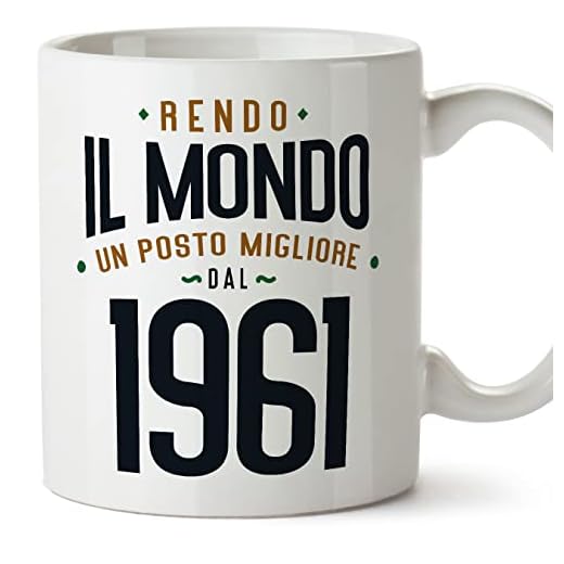 MUGFFINS Tazas 1961 Cumpleaños - En Italiano - Rendo il Mondo un Posto Migliore - 11 oz / 330 ml - Regalo original y divertido