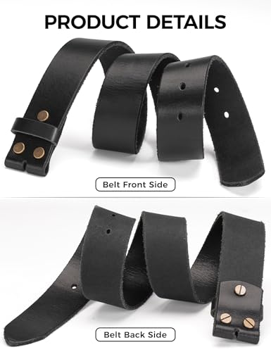 Image of No Buckle Full Grain Leather Belt Men Women Fits With 1.5 Inch Buckle