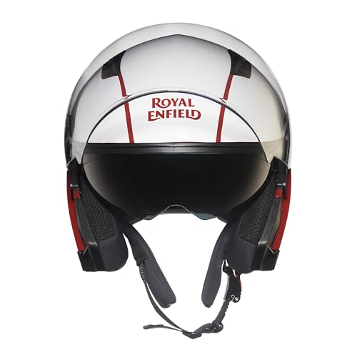 Image of Royal Enfield ISI Certified Lightwing Open Face Riding Riding Helmet Ro Gls Red /Wht XL-620Mm-High Impact Grade Thermoplastic & High Density Head EPS Liner for Superior Impact Protection & Durability