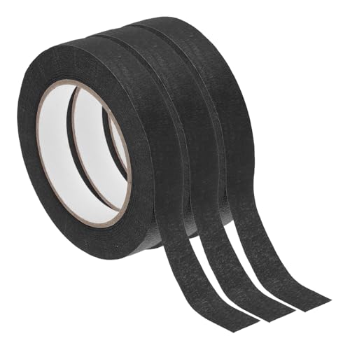 Image of PATIKIL Masking Tape 1 Inch x 22 Yard, 3 Roll General Purpose Adhesive Painting Tape Painters Tape for Arts Crafts Label, Black