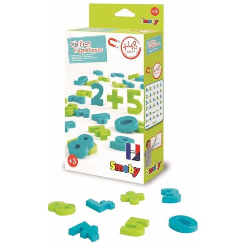 Smoby 48 Chiffres Magnétiques - pour Tableau ou Bureau - 2 Couleurs - Bleu et Vert - Signes Mathématiques Inclus